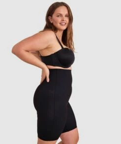 Microfibre Thigh Shaper - Black -BRAS N THINGS Shop microfibre thigh shaper black 00492802 5