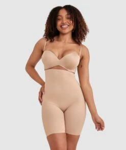 Microfibre Thigh Shaper - Nude -BRAS N THINGS Shop microfibre thigh shaper nude 00492801 1