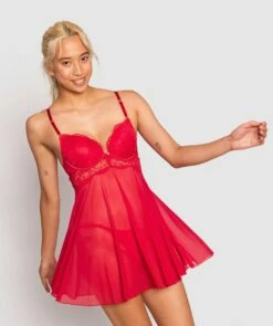 Nicolette Push Up Babydoll - Red