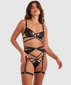 Night Games Bleeding Hearts Suspender - Black -BRAS N THINGS Shop night games bleeding hearts suspender black 01468502 5