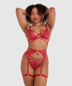 Night Games Bleeding Hearts Suspender - Red -BRAS N THINGS Shop night games bleeding hearts suspender red 01468501 5
