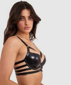 Night Games Bondage Bae Push Up Bra - Black