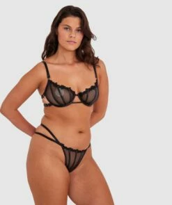 Night Games Desires Soft Cup & Mini V Set - Black -BRAS N THINGS Shop night games desires soft cup mini v set black 01469201 4