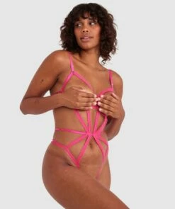 Night Games Prom Queen Bedroom Bodysuit - Pink