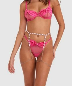 Night Games Prom Queen Crystal Suspender - Pink