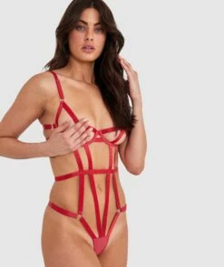 Night Games Sassy Cupless Bodysuit - Red