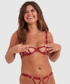 Night Games Voguish Cupless Bra - Dark Red 7 Night Games Voguish Cupless Bra - Dark Red -BRAS N THINGS Shop night games voguish cupless bra dark red 01363702 10