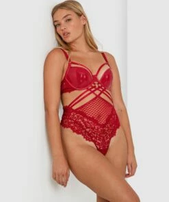 Night Games Voguish Push Up Bodysuit - Dark Red