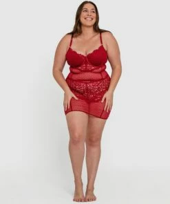 Night Games Voguish Push Up Slip - Dark Red