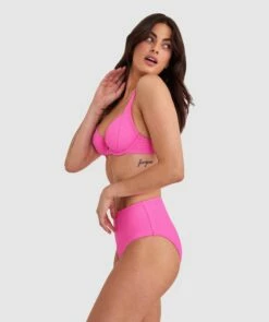 Planet Bliss Swim New Wave High Pant - Hot Pink -BRAS N THINGS Shop planet bliss swim new wave high pant hot pink 01425402 1