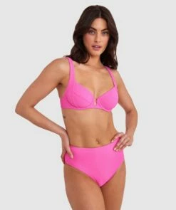 Planet Bliss Swim New Wave High Pant - Hot Pink