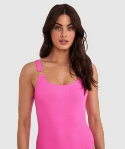 Planet Bliss Swim New Wave Underwire One Piece - Hot Pink