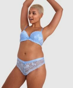 Posie Lace Brazilian Knicker - Light Blue -BRAS N THINGS Shop posie lace brazilian knicker light blue 00496709