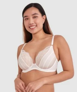Revolve Removable Wire Full Cup Plunge Bra - Ivory -BRAS N THINGS Shop revolve removable wire full cup plunge bra ivory 01441602 6