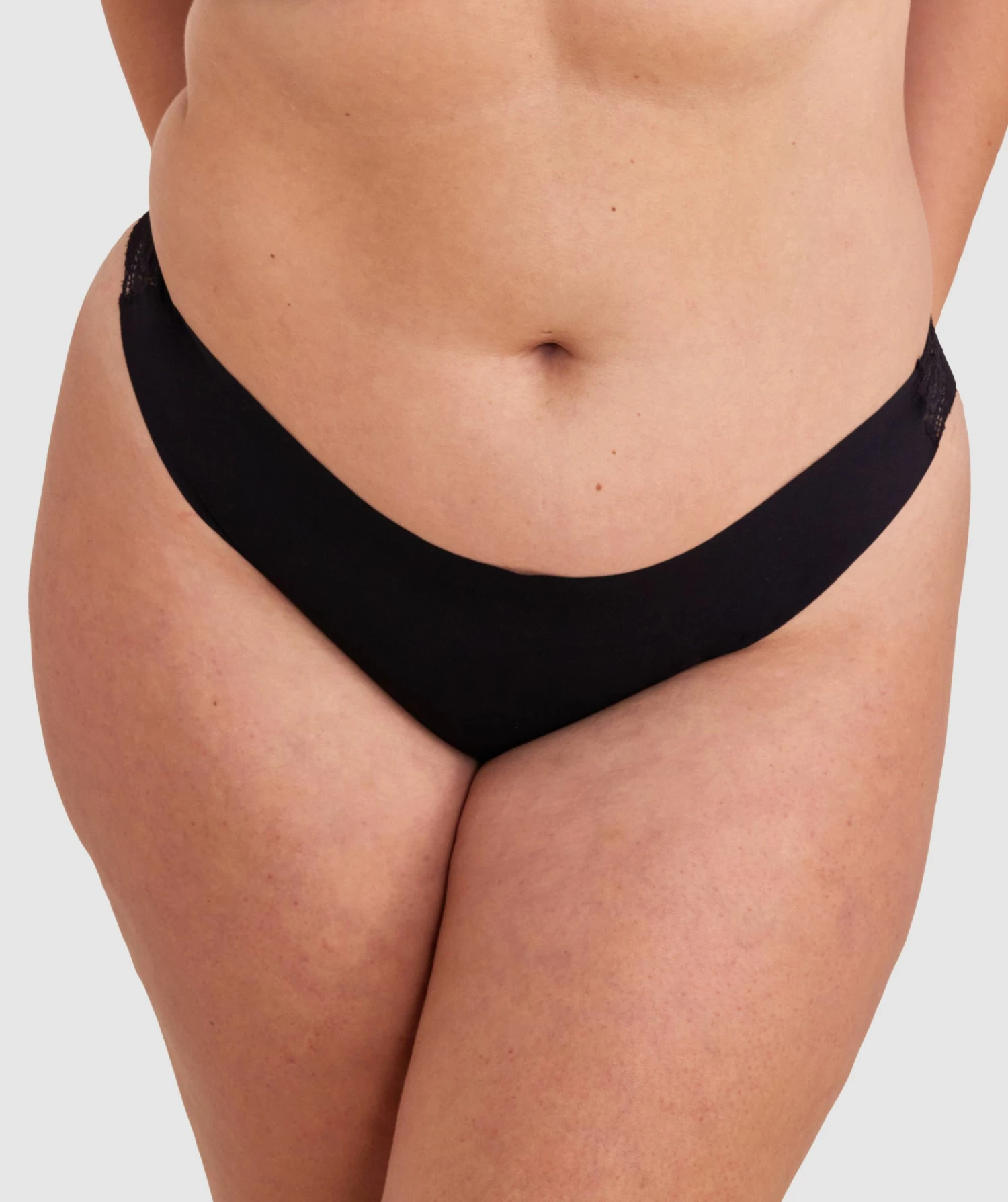 Smooth Comfort Lace V String Knicker - Black/ Black 1 Smooth Comfort Lace V String Knicker - Black/ Black