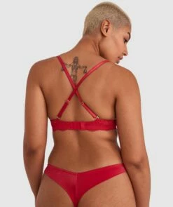 Tia Push Up Plunge Bra - Red -BRAS N THINGS Shop tia push up plunge bra red 01441101 10