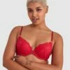 Tia Push Up Plunge Bra - Red