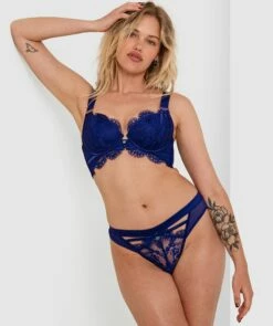 Vamp Back For More Push Up Bra - Navy