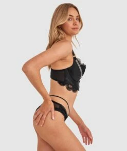 Vamp Diamond Eclipse High Leg Brazilian Knicker - Black -BRAS N THINGS Shop vamp diamond eclipse high leg brazilian knicker black 01454501 2