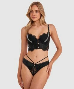 Vamp Diamond Eclipse High Leg Brazilian Knicker - Black -BRAS N THINGS Shop vamp diamond eclipse high leg brazilian knicker black 01454501 4