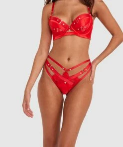 Vamp Don't You Dare High Leg V String - Red