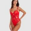 Vamp Don't You Dare Push Up Bodysuit - Red