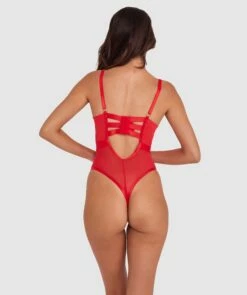 Vamp Don't You Dare Push Up Bodysuit - Red -BRAS N THINGS Shop vamp don t you dare push up bodysuit red 01486301 3