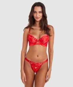 Vamp Don't You Dare Push Up Bra - Red -BRAS N THINGS Shop vamp don t you dare push up bra red 01454601 4