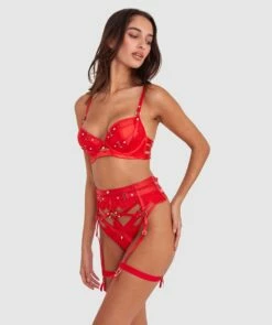 Vamp Don't You Dare Suspender - Red -BRAS N THINGS Shop vamp don t you dare suspender red 01454701 2