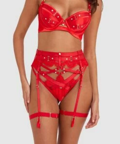 Vamp Don't You Dare Suspender - Red