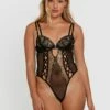 Vamp Enjoy Lovebirds Push Up Bodysuit - Black