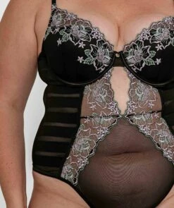 Vamp Glow Getter Push Up Half Cup Bodysuit - Black -BRAS N THINGS Shop vamp glow getter push up half cup bodysuit black 01400101 12