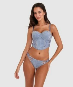 Front Page -BRAS N THINGS Shop vamp one more time strapless corset blue denim 01457501 1