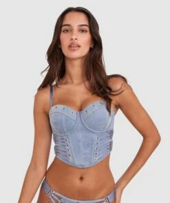 Front Page 30 Vamp One More Time Strapless Corset - Blue Denim