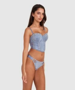Vamp One More Time Strapless Corset - Blue Denim -BRAS N THINGS Shop vamp one more time strapless corset blue denim 01457501 3