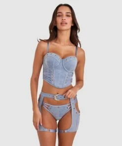 Vamp One More Time Suspender - Blue Denim -BRAS N THINGS Shop vamp one more time suspender blue denim 01457701 2