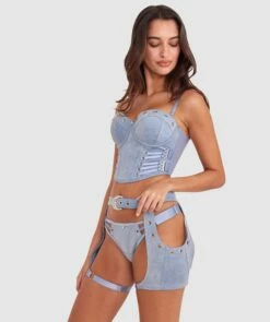 Vamp One More Time Suspender - Blue Denim -BRAS N THINGS Shop vamp one more time suspender blue denim 01457701 4
