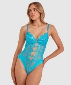 Vamp Sea Vixen Push Up Bodysuit - Teal