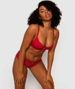 Venice Dentele Plunge Double Push Up Bra - Red -BRAS N THINGS Shop venice dentele plunge double push up bra red 01012805 4