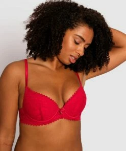 Venice Dentele Plunge Double Push Up Bra - Red -BRAS N THINGS Shop venice dentele plunge double push up bra red 01012805 6